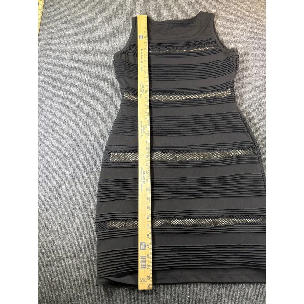 Calvin Klein Womens Black Pleated Mesh Panel Sheath‎ Dress CDUG4811 Size 10